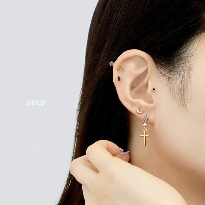 軟骨ピアス 16G クロス クール スタイリッシュ シンプル メンズ ボディ