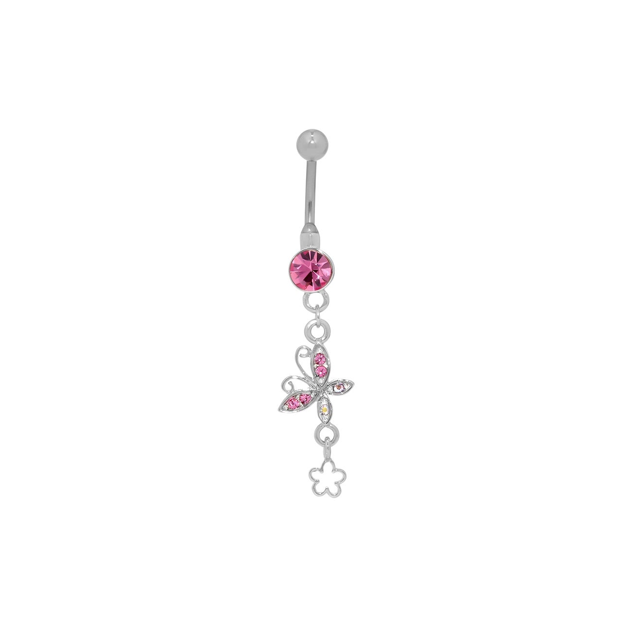 へそピアス かわいい 14G バタフライ 花 ちょう 蝶 揺れる キラキラ