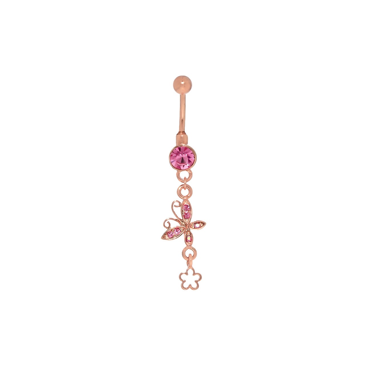 へそピアス かわいい 14G バタフライ 花 ちょう 蝶 揺れる キラキラ