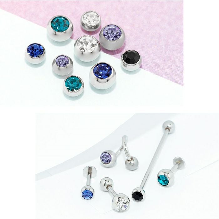 12G・14G/16G・18G] ネジ式 ジュエル キャッチ 3mm 4mm 5mm シルバー