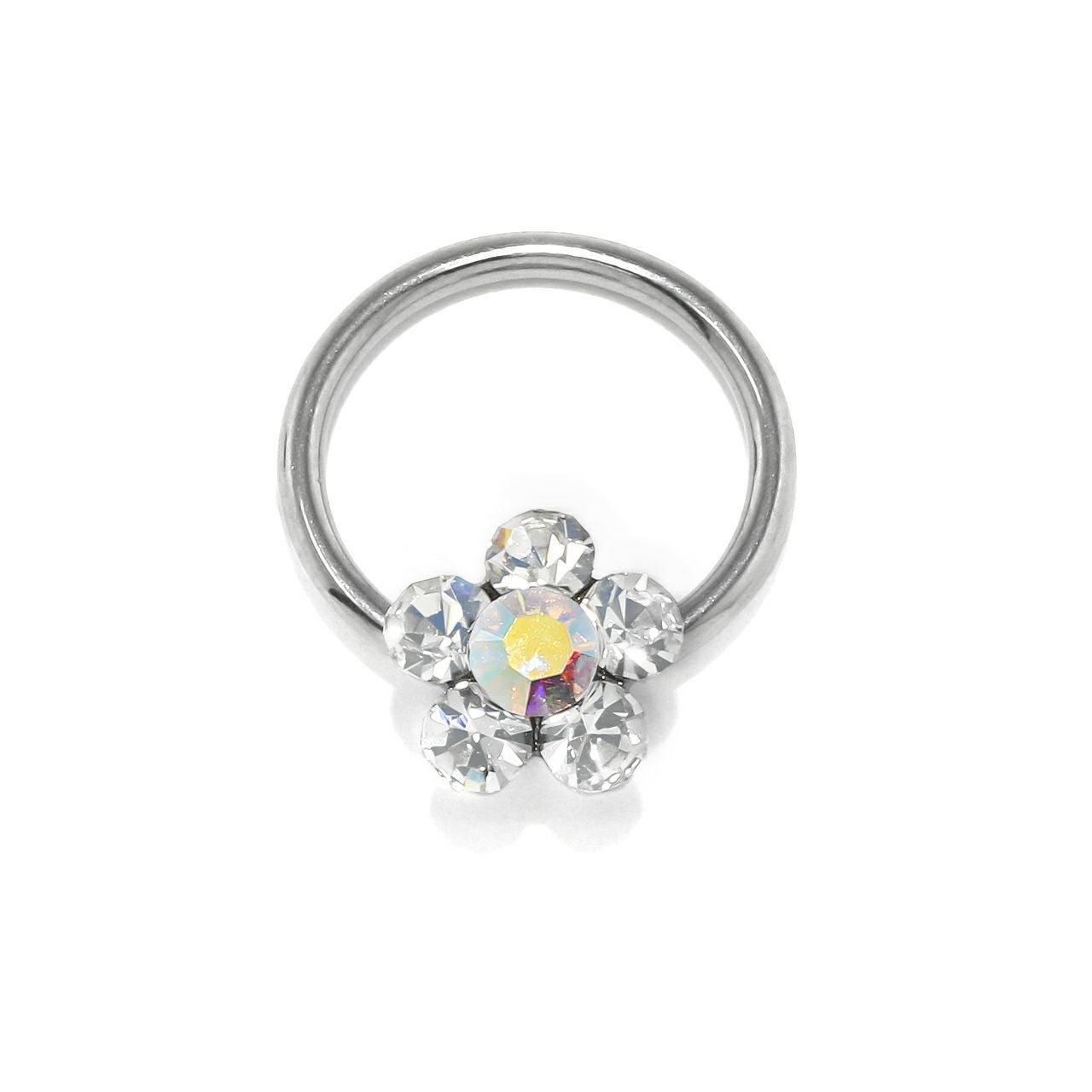 14G/16G]ビーズリング0007/CBR/花/シルバーピアス/ボディピアス