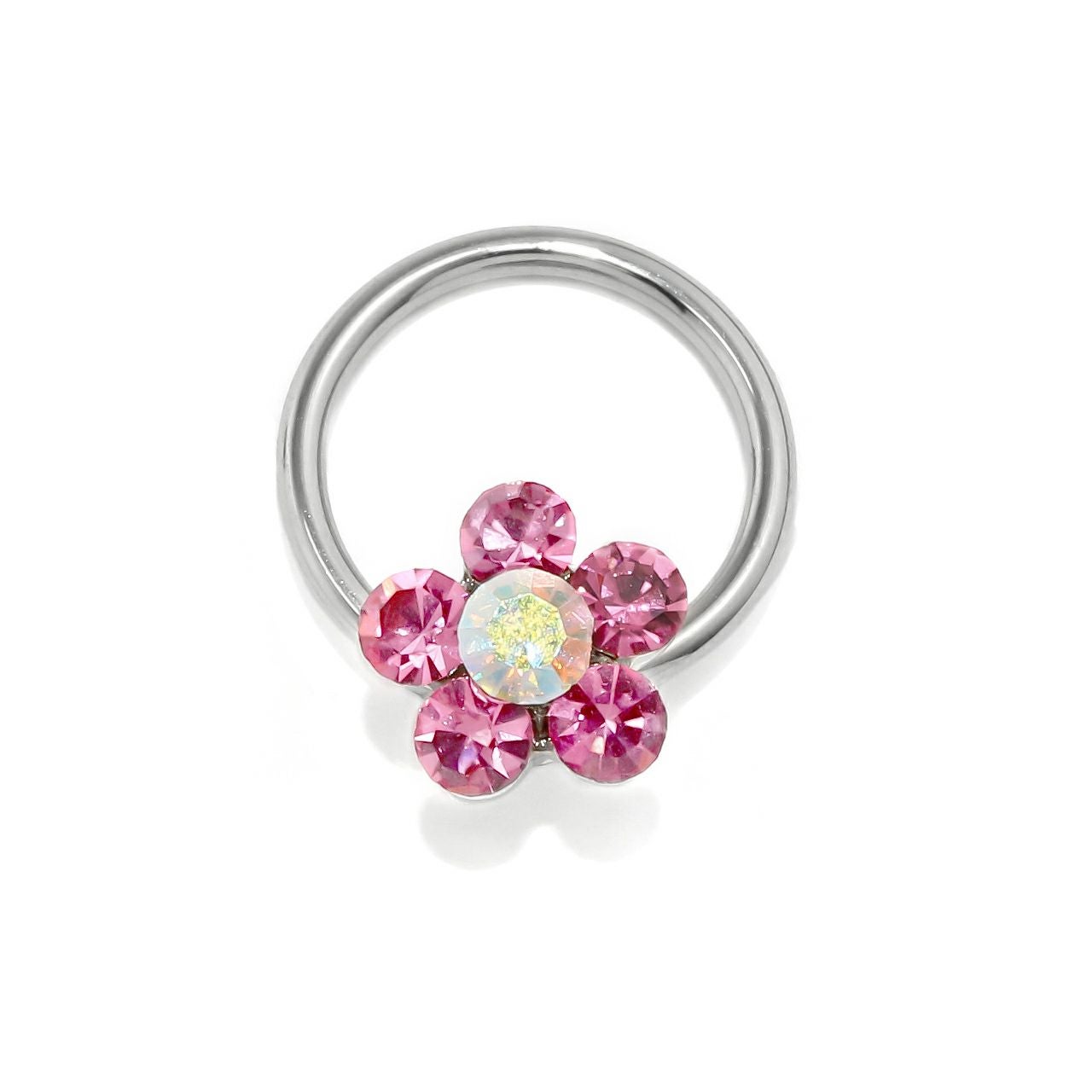 14G/16G]ビーズリング0007/CBR/花/シルバーピアス/ボディピアス