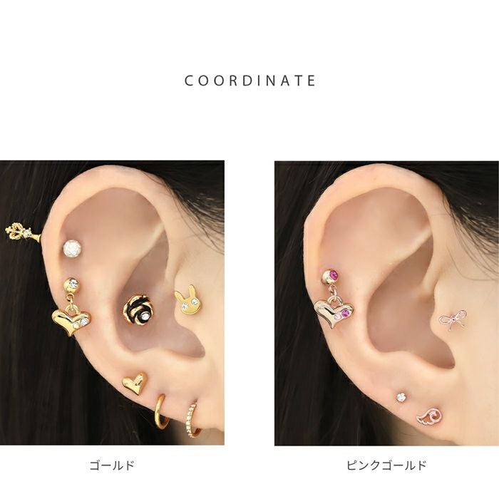 14G/16G]軟骨チャーム付0008/ハート14ゲージ/軟骨ピアス/軟骨 ピアス