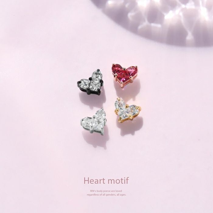 ボディピアス キャッチ ハート きらきら ジュエル キュービック