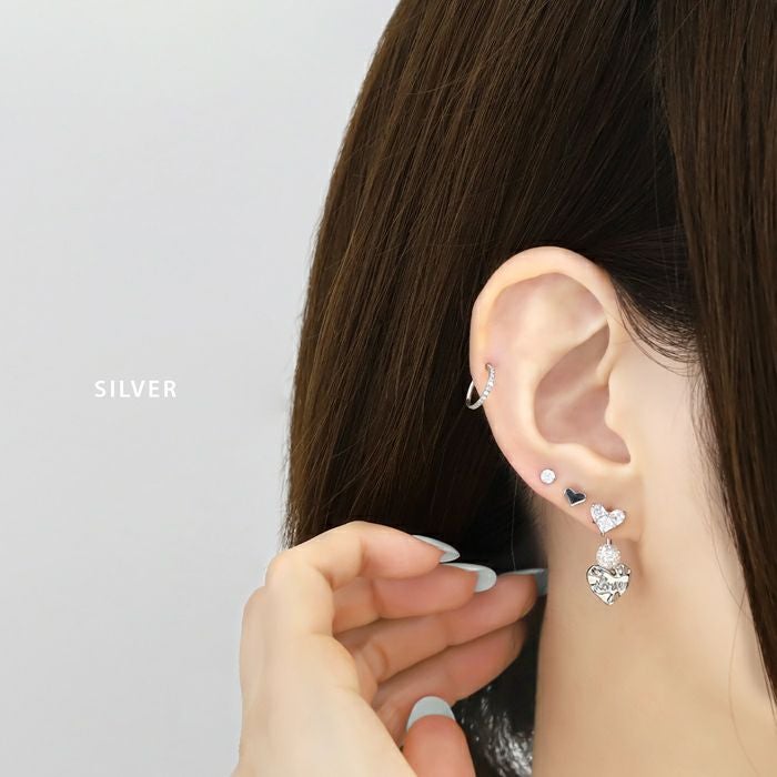 ボディピアス キャッチ ハート きらきら ジュエル キュービック