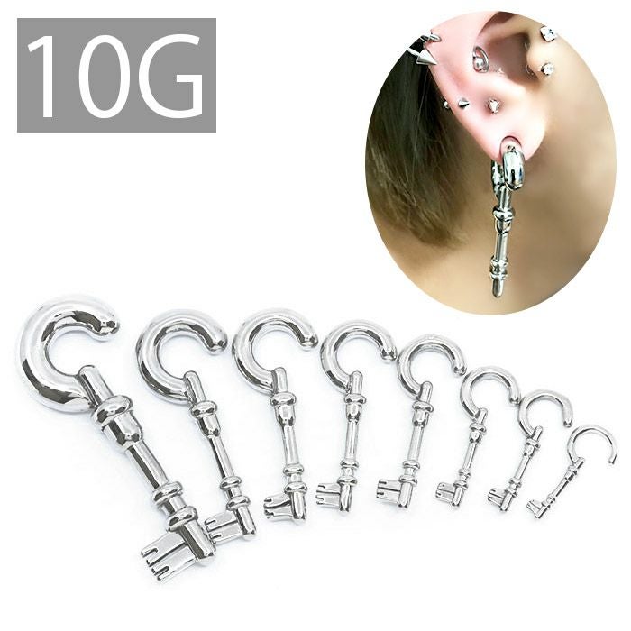 鍵 フック スタイリッシュ ボディピアス 10G 軟骨ピアス トライバル 10
