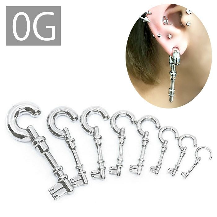 鍵 フック スタイリッシュ ボディピアス 0G 軟骨ピアス トライバル 0