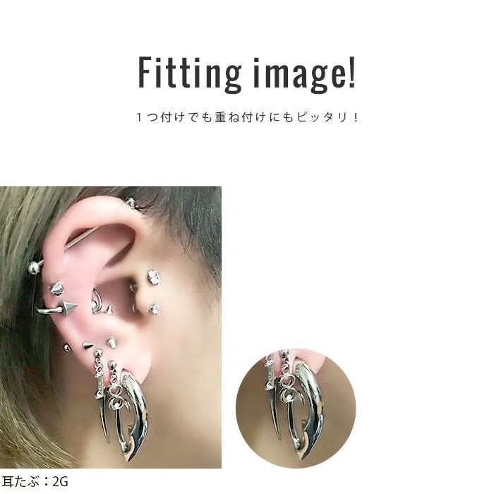個性的 シルバー スタイリッシュ ボディピアス 10G 軟骨ピアス