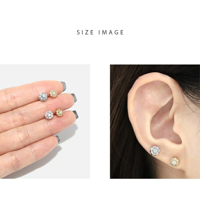 16G 軟骨ピアス フラワー ジュエル ビジュー 花 金属アレルギー ボディ