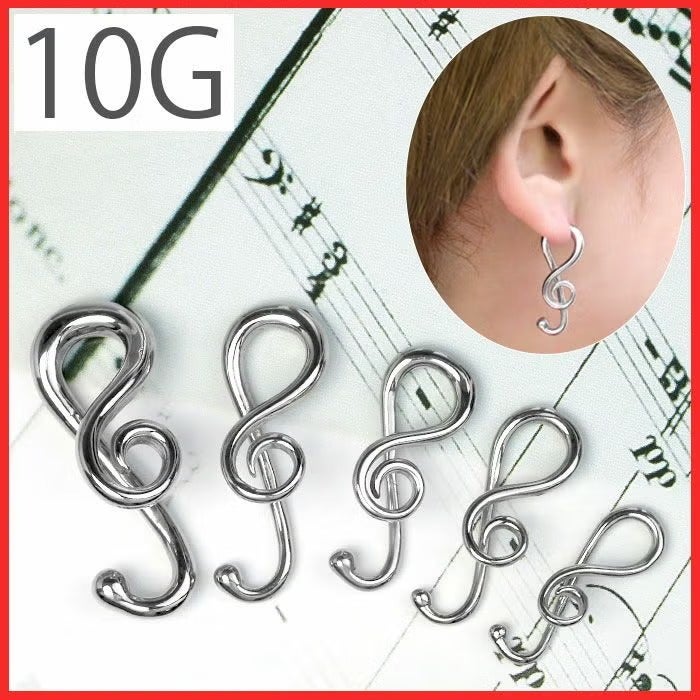 10G]変形0022/トライバル/ト音記号/音符/シルバー/ボディピアス