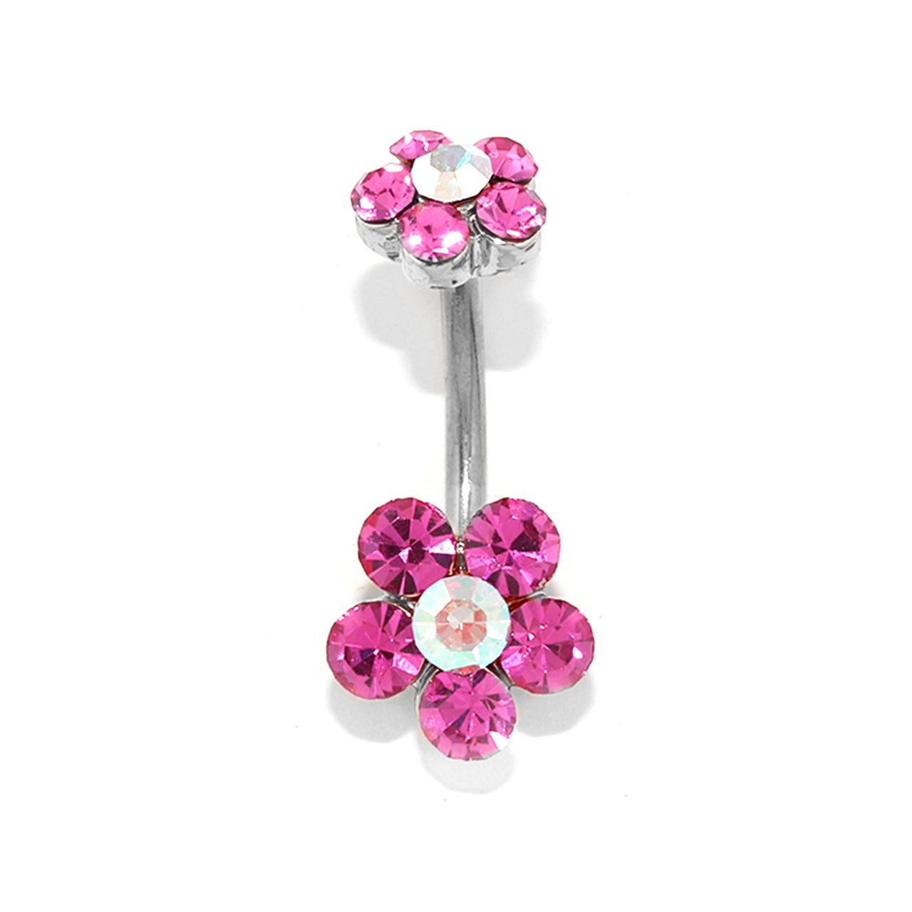 14G お花モチーフ ジュエル へそピアス カーブバーベル バナナバーベル