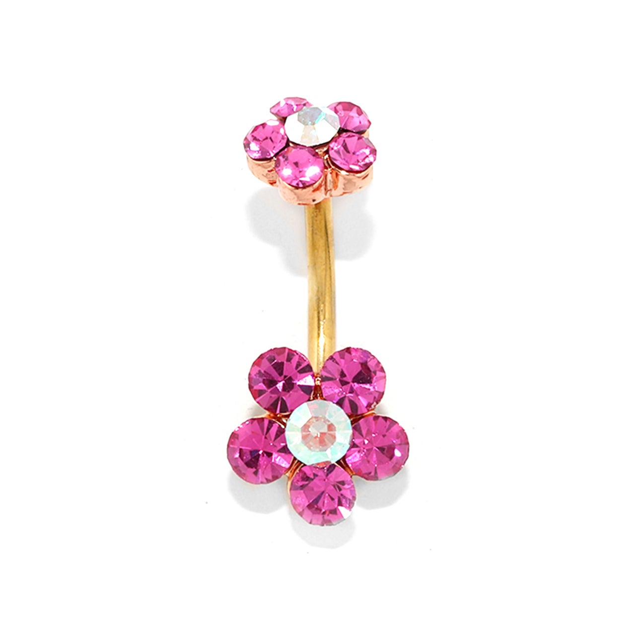 14G お花モチーフ ジュエル へそピアス カーブバーベル バナナバーベル