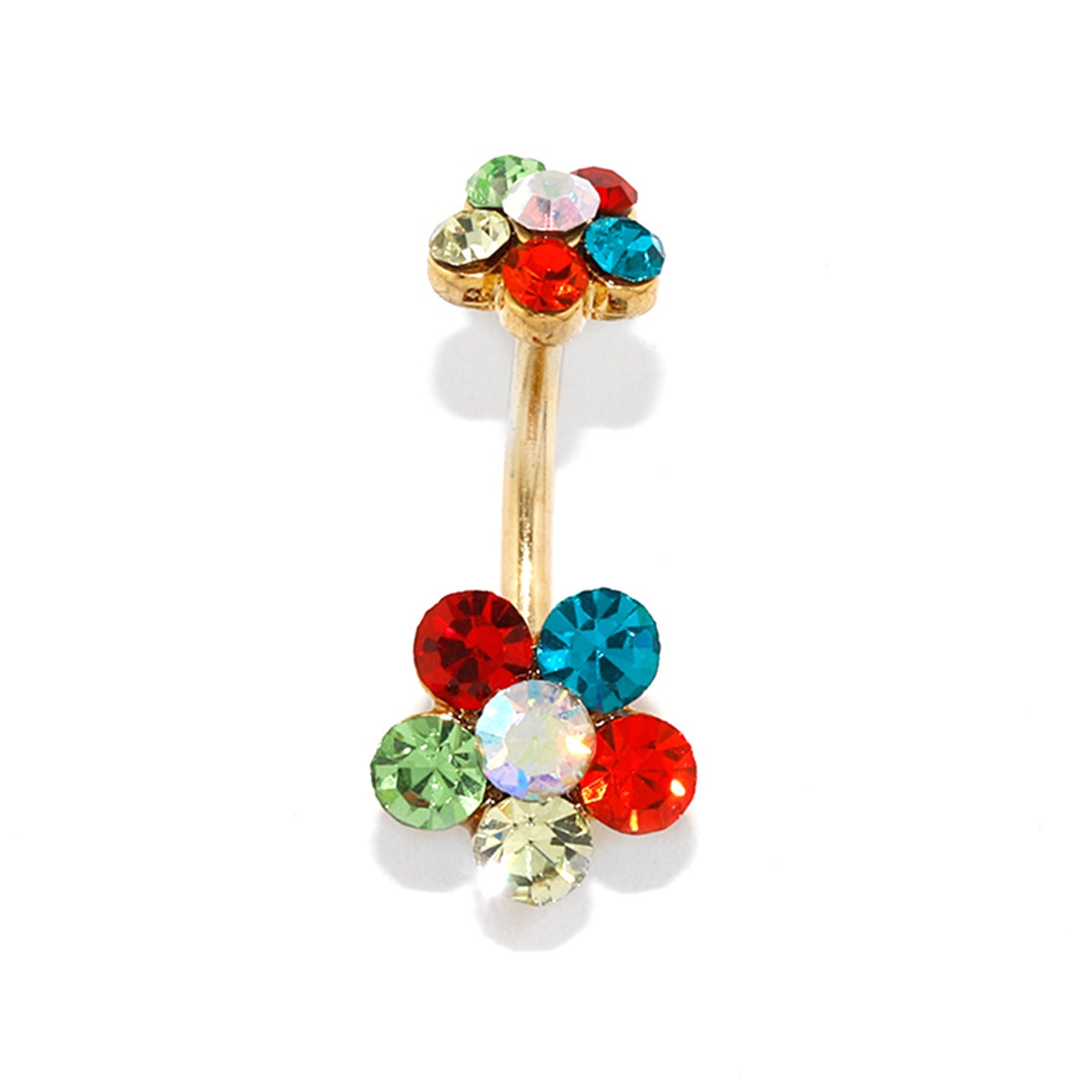 14G お花モチーフ ジュエル へそピアス カーブバーベル バナナバーベル