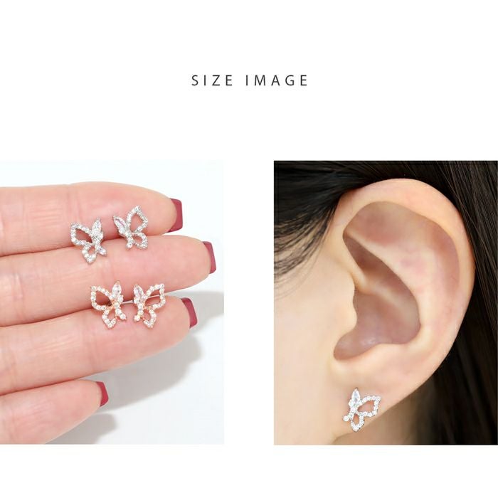 蝶々ピアス（横向き・キュービックジルコニア）｜ボディピアス凛【公式】
