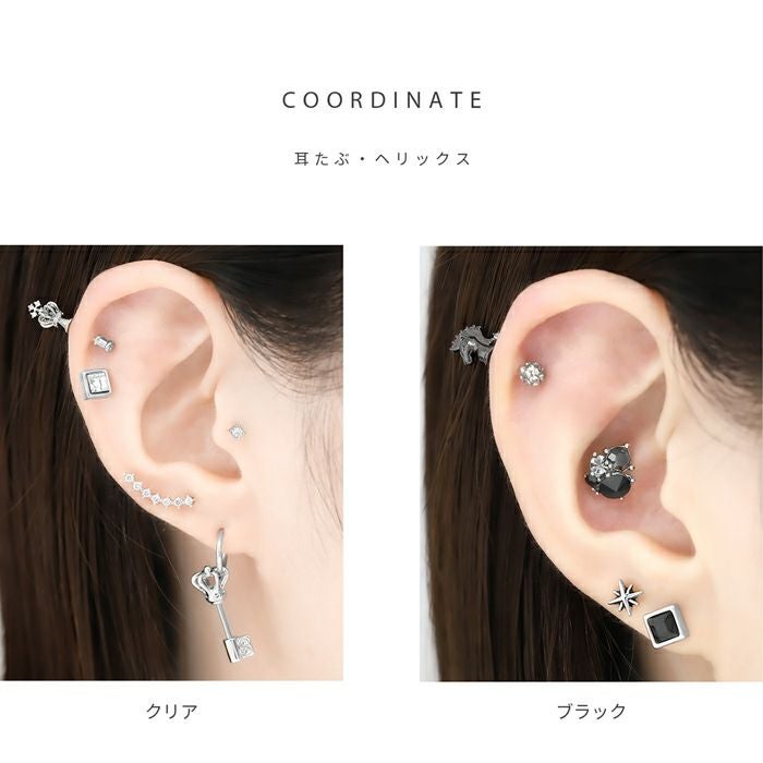 スクエアジュエルアンプラグピアス｜ボディピアス凛【公式】