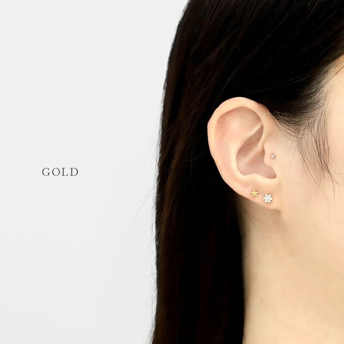 ボディピアス 16G 六角花 フラワー ジュエル 小さい かわいい