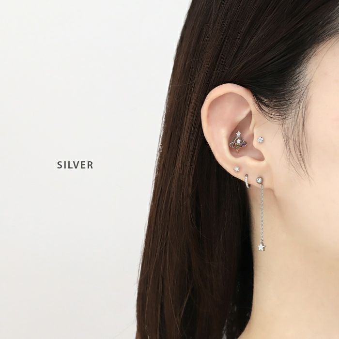 ハット＆ピアス 14G 16G ］極小 重ね付けもお任せちびちび 3連 パール ストレート 軟骨