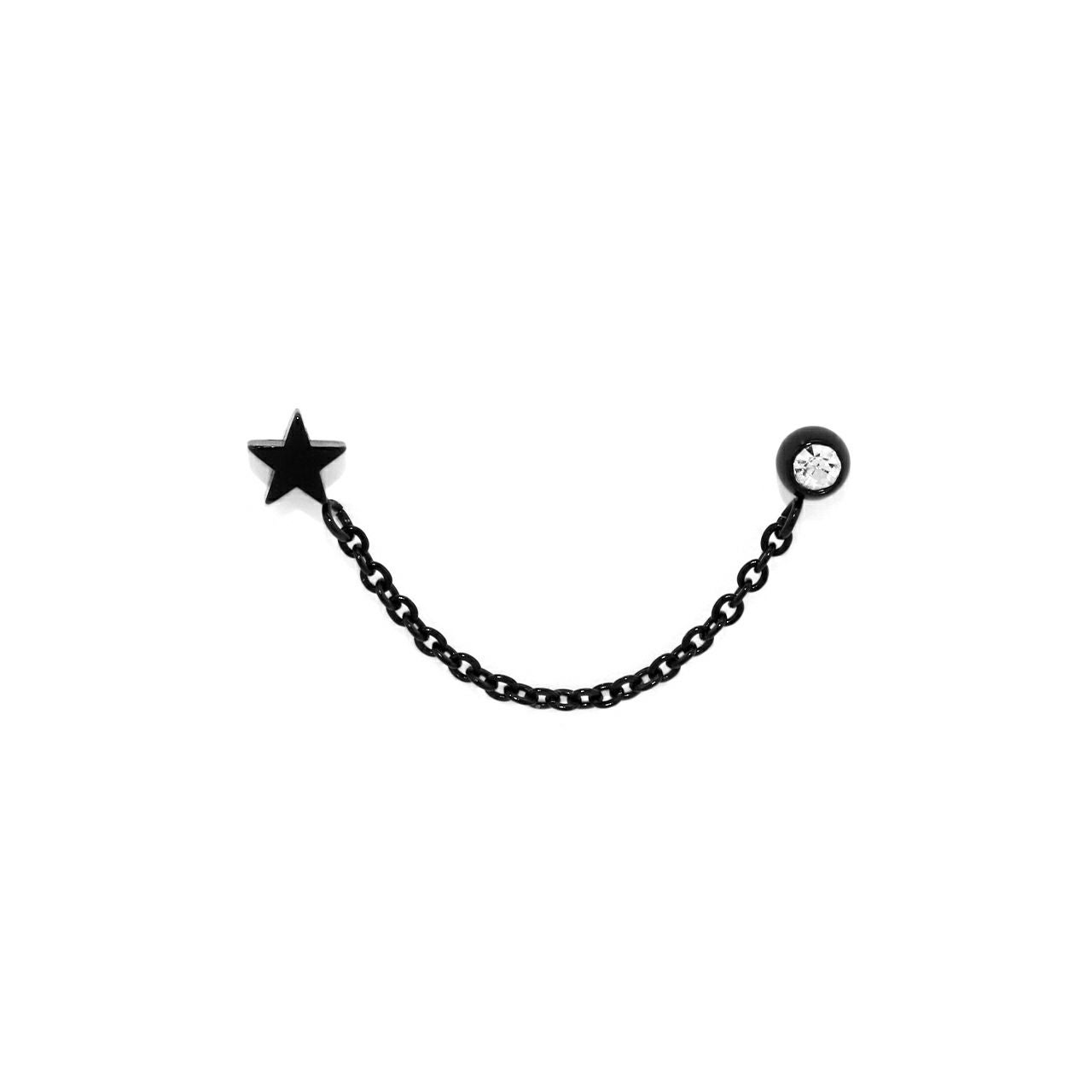 スターとジュエルのダブルチェーンピアス｜ボディピアス凛【公式】