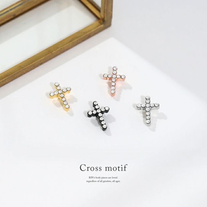 キャッチ 14G 16G 18G 12G クロス 十字架 ジュエル キラキラ ボディ