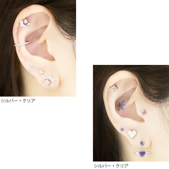 16G 14G 18G 軟骨ピアス ハート 花 ジュエル ボディピアス ストレート