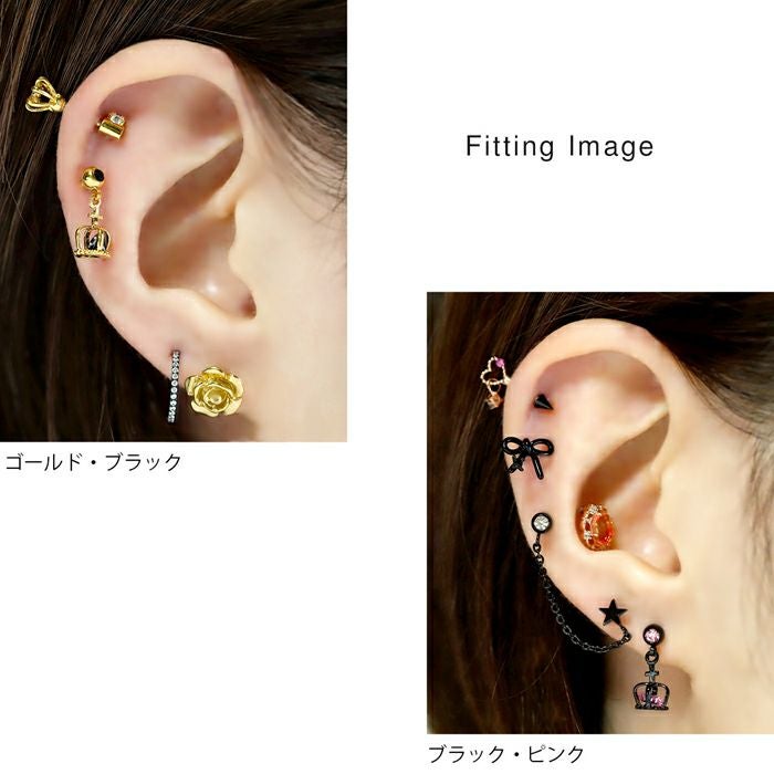 ジュエル入り王冠チャームピアスの通販|ボディピアス 凛【公式】