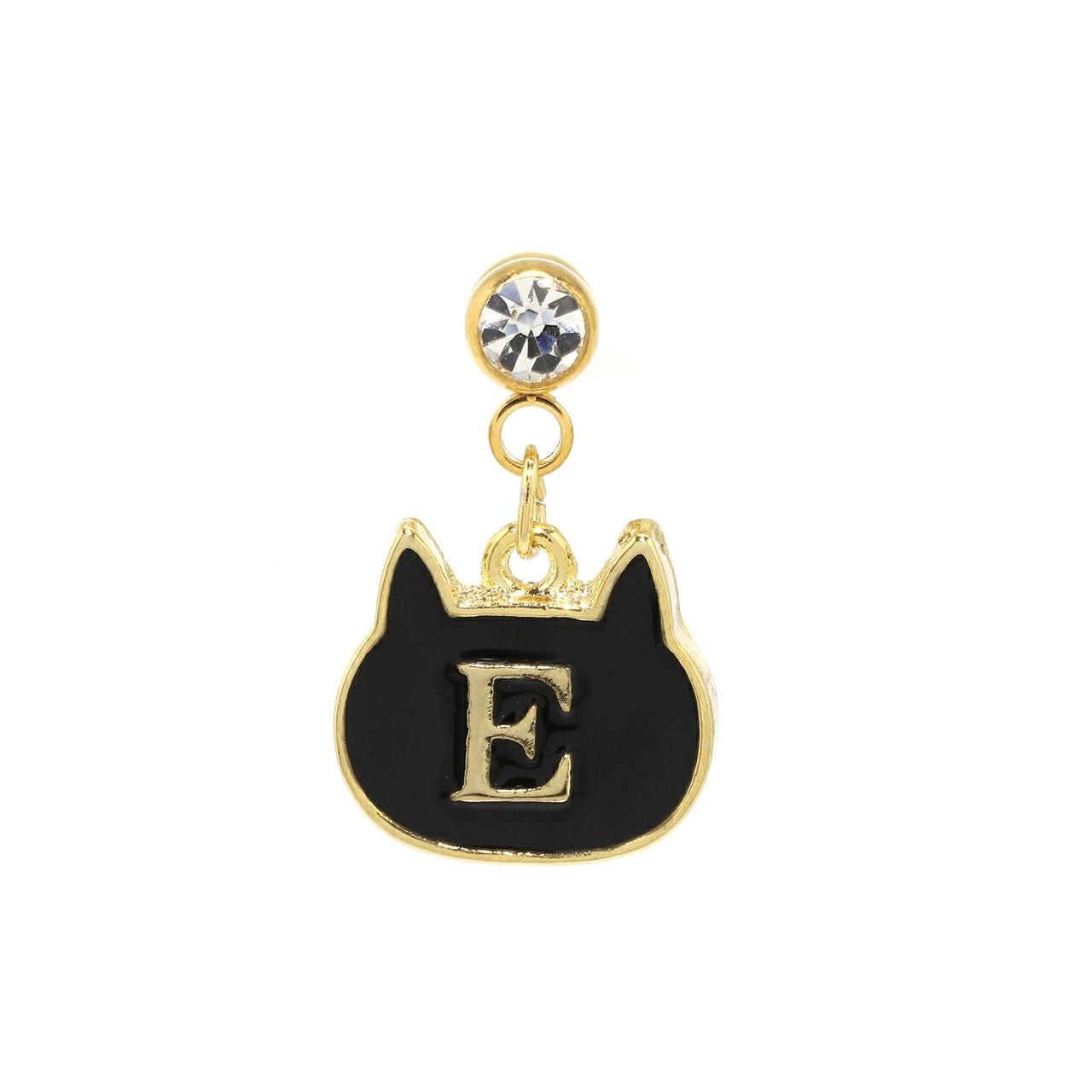 16G 14G 軟骨ピアス ネコ 動物 イニシャル 黒猫 ボディピアス