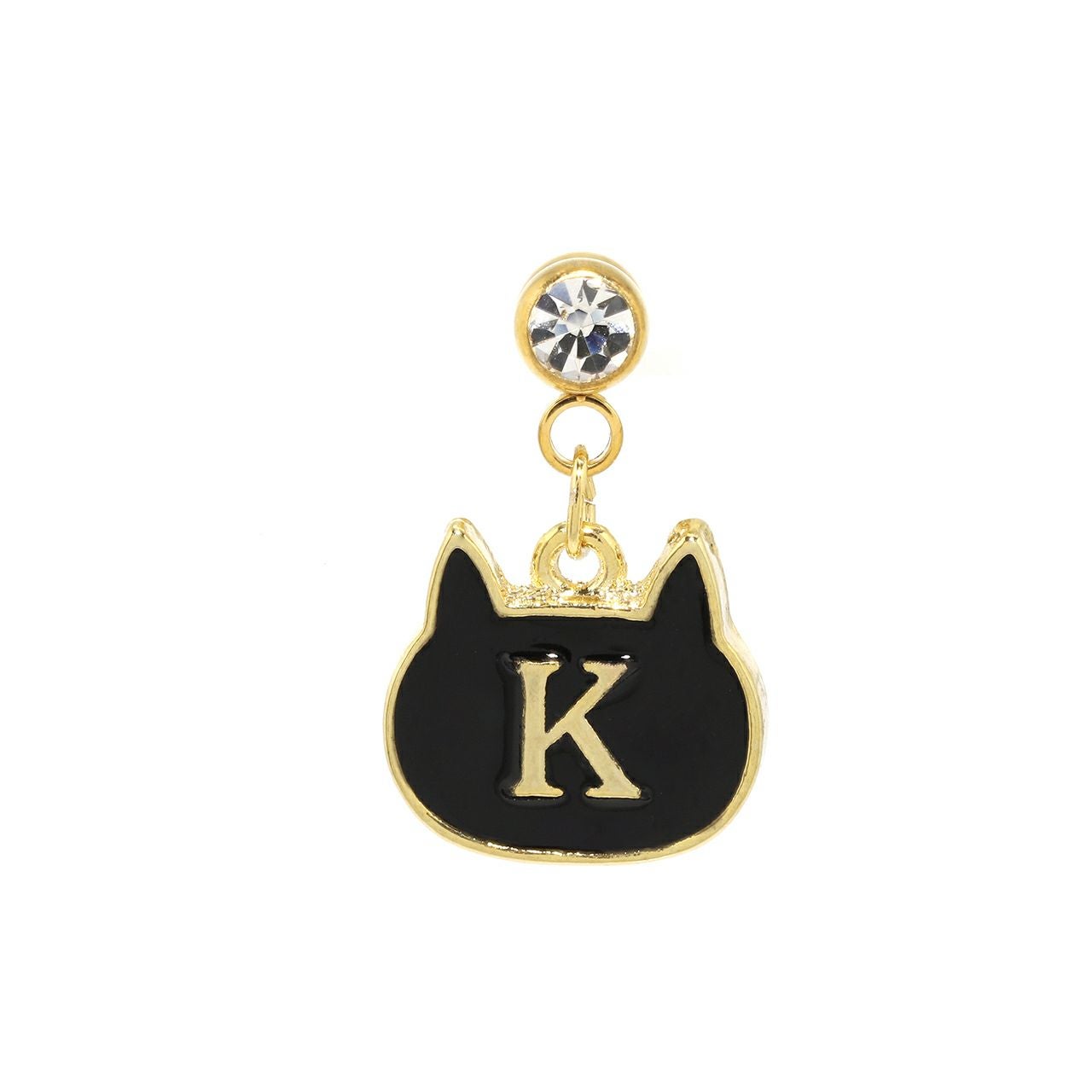 ☆Halloween猫ちゃんピアス☆C( ᜊº-° )ᜊ 16G 14G 軟骨ピアス ネコ 動物 イニシャル 黒猫 ボディピアス