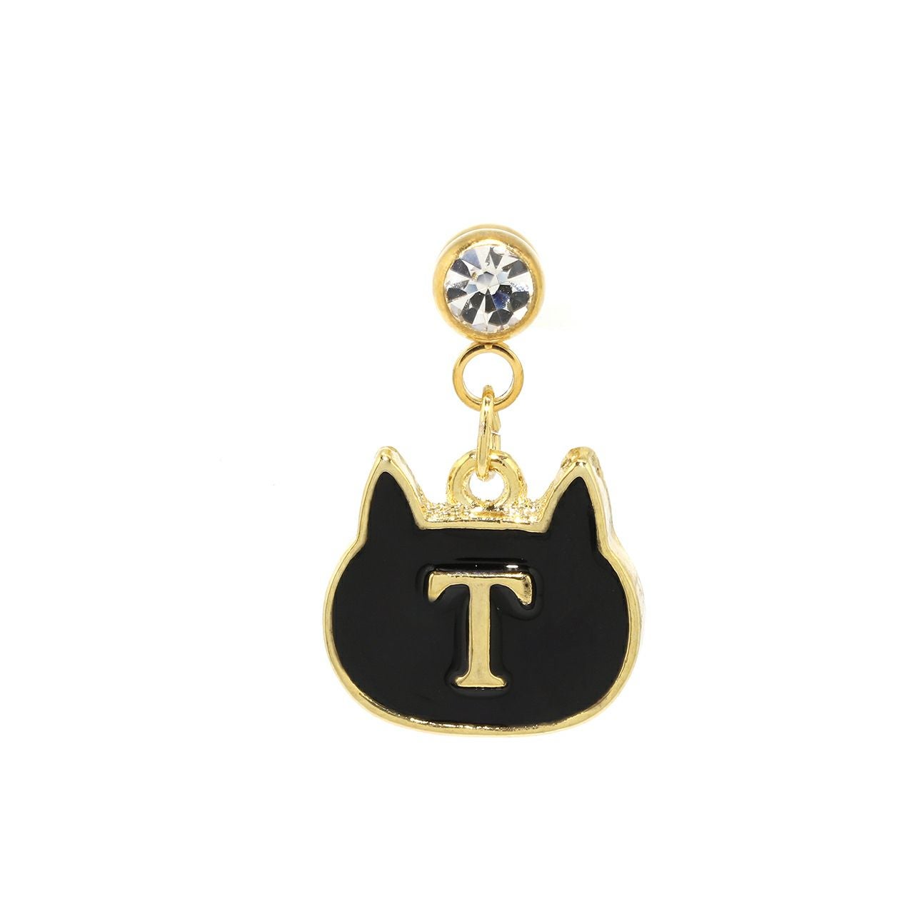 16G 14G 軟骨ピアス ネコ 動物 イニシャル 黒猫 ボディピアス