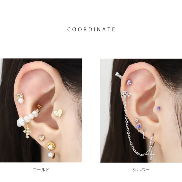 祐天寺　あるじゃん　ボルト式ピアス　ブラックジルコ　18Ｋ 14G 16G 18G チャーム クロス 十字架 シルバー ゴールド cross ボディ