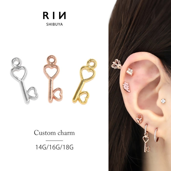 チャーム0020/かぎ/カギ/鍵/ハート/カスタムカスタマイズ/パーツピアス