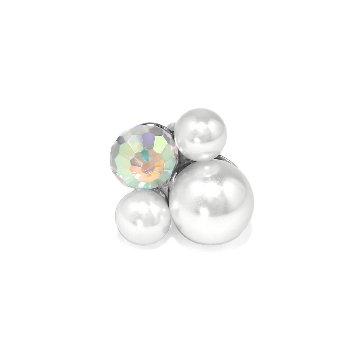 1563 ヒーリング効果✨️　ホワイト✨️　ケシパールピアス 一点物♥ パールビジューピアス｜ボディピアス凛【公式】