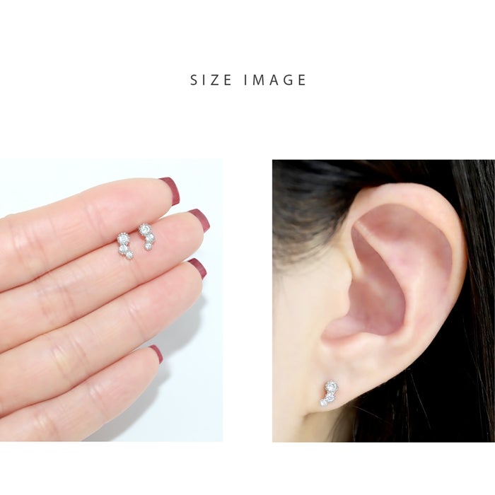16G 軟骨ピアス 3連ジュエル キュービックジルコニア イヤーフィット