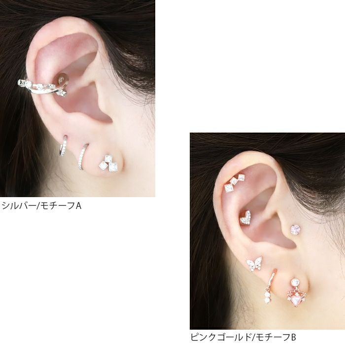 16G]軟骨0724/トリプルスクエアジュエルイヤーフィット/ボディピアス