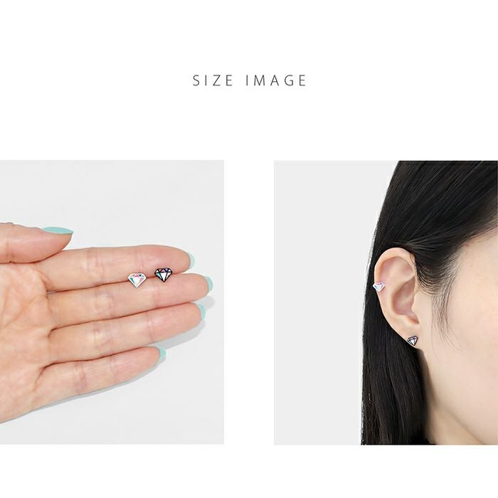 キャッチ 16G 18G ポップ ダイヤモンドシェイプ カラフル ホワイト