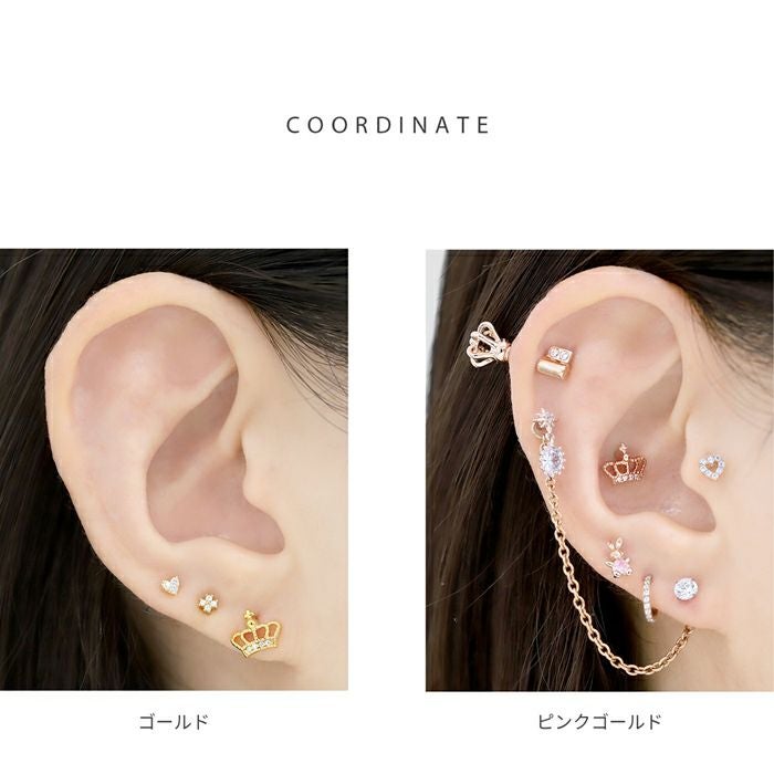 軟骨ピアス 16G 王冠モチーフ クラウン ジュエル キラキラ