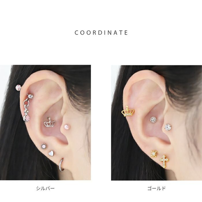 キャッチ 16G 18G クラウン 王冠 ジュエル ジルコニア かわいい