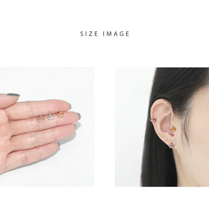 キャッチ 16G 18G クラウン 王冠 ジュエル ジルコニア かわいい