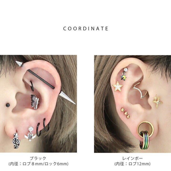 ワンタッチセグメントリングピアス(PVD)｜ボディピアス凛【公式】