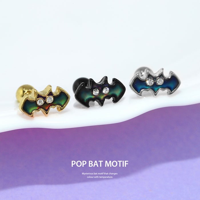 14G 軟骨ピアス ハロウィン 動物 こうもり 蝙蝠 ポップ バット 色が
