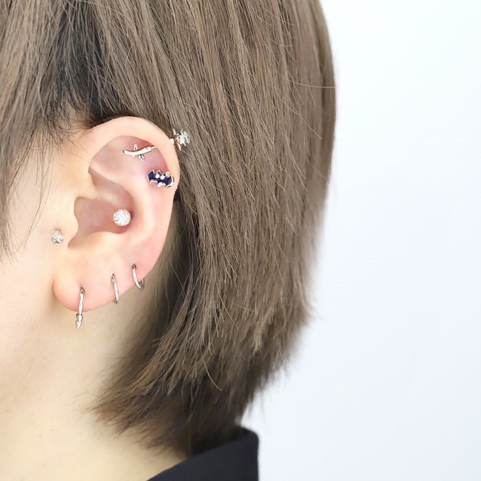 14G 軟骨ピアス ハロウィン 動物 こうもり 蝙蝠 ポップ バット 色が