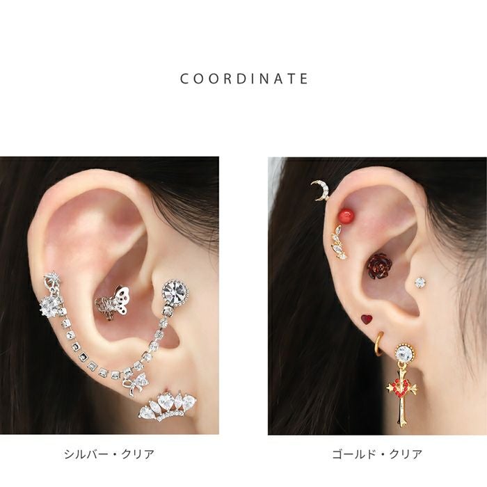 軟骨ピアス 14G 16G ボディピアス ジュエル クリア オレンジ