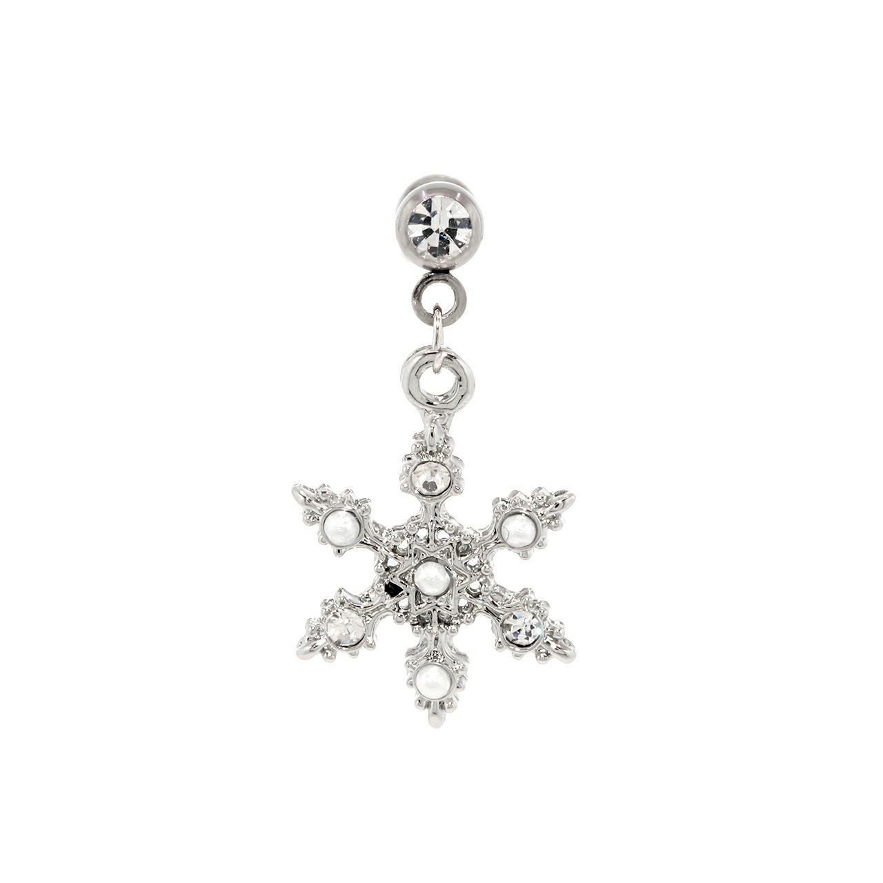 16G 軟骨ピアス 雪 雪の結晶 スノークリスタル 六花 クリスマス 冬