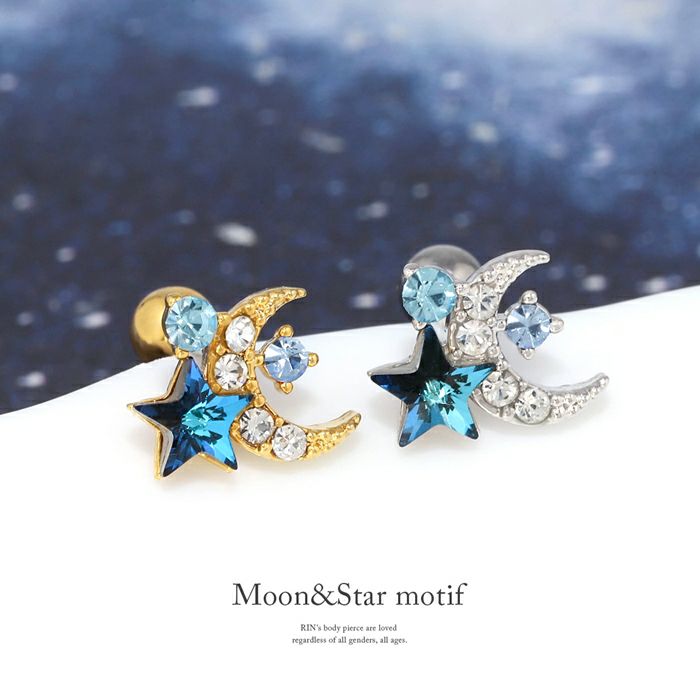 月と星のビジュージュエルピアス|ボディピアス 凛【公式】
