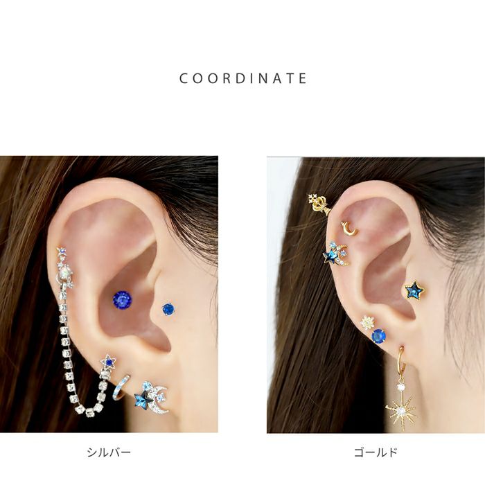 月と星のビジュージュエルピアス|ボディピアス 凛【公式】