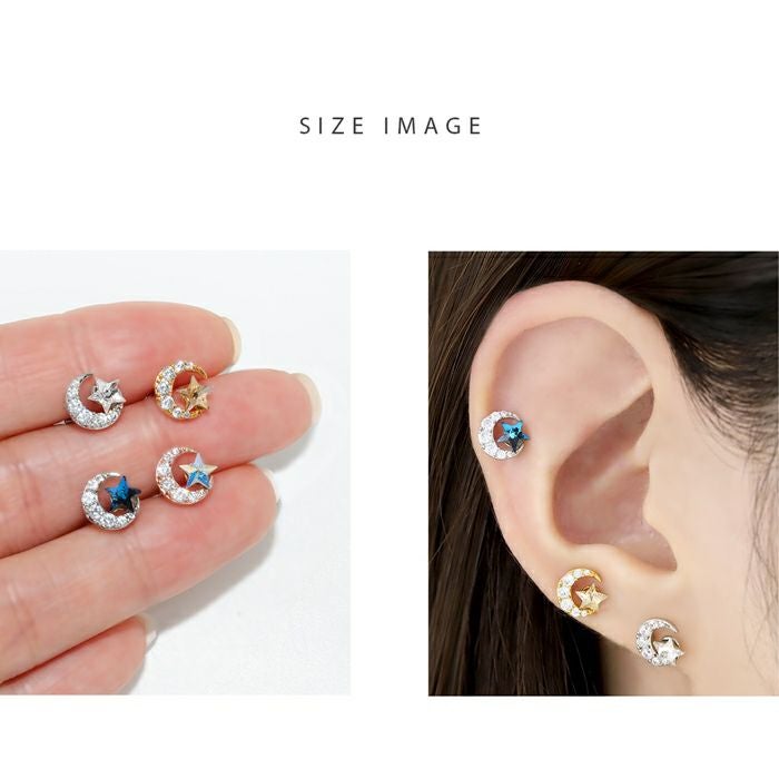 ムーンスターピアス ボディピアス 16G 軟骨ピアス 16G 軟骨0920 星 月