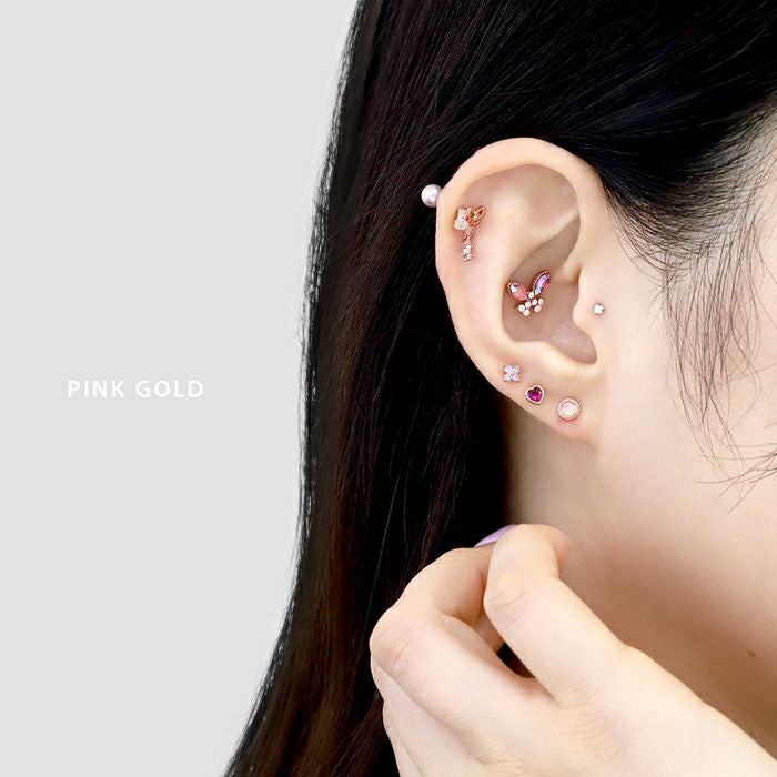 軟骨ピアス 16G 蝶々 バタフライ ジュエル キュービックジルコニア