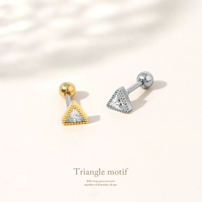 16G 軟骨ピアス ジュエル トライアングル 三角 キュービックジルコニア