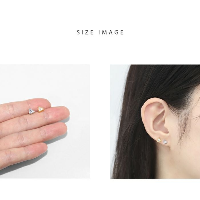 16G 軟骨ピアス ジュエル トライアングル 三角 キュービックジルコニア