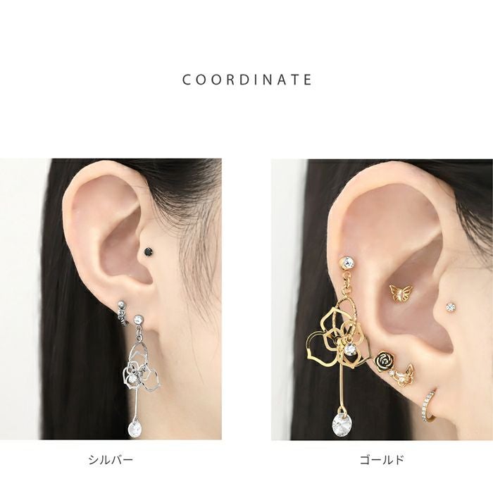 フェミニンフラワーピアス ボディピアス 14G 16G 軟骨ピアス 花 バラ