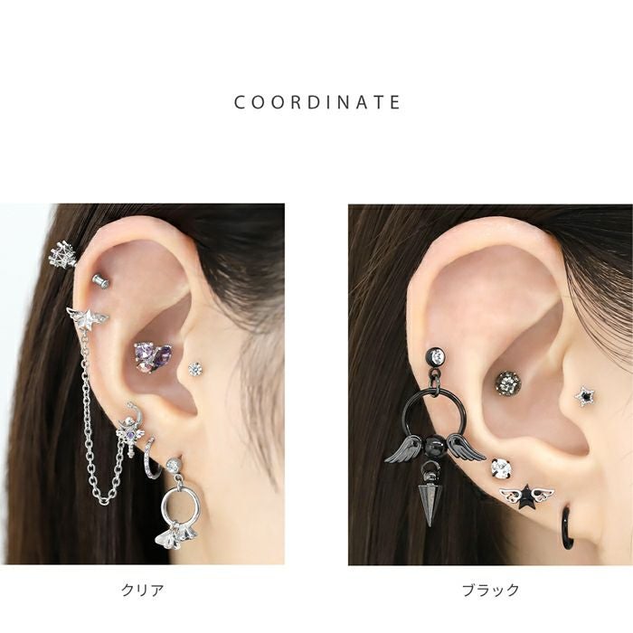 エンジェルウィングスターピアス 16G 軟骨ピアス スター ジュエル